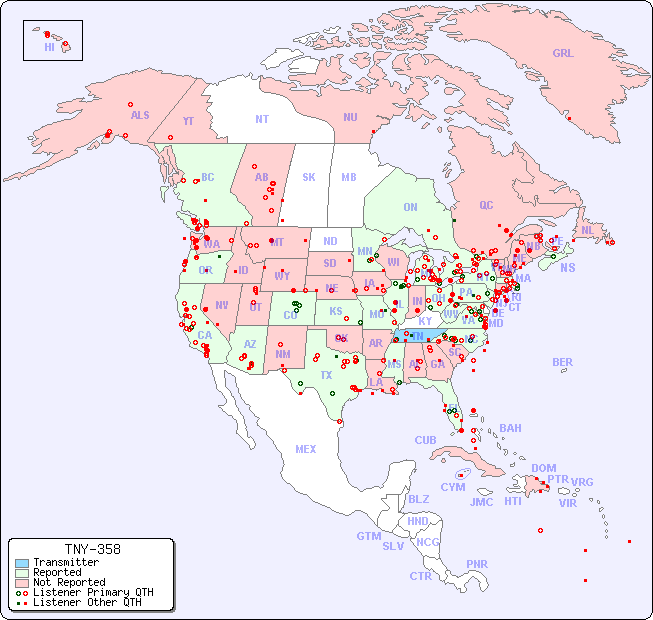 North American Reception Map for TNY-358