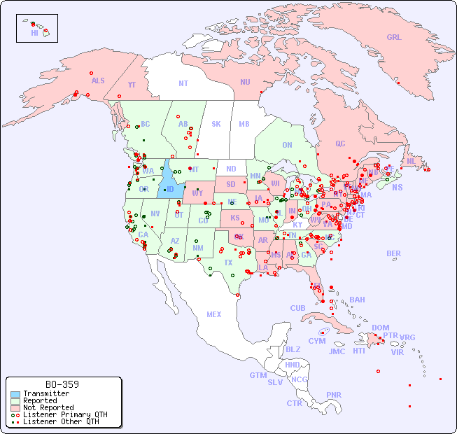 North American Reception Map for BO-359