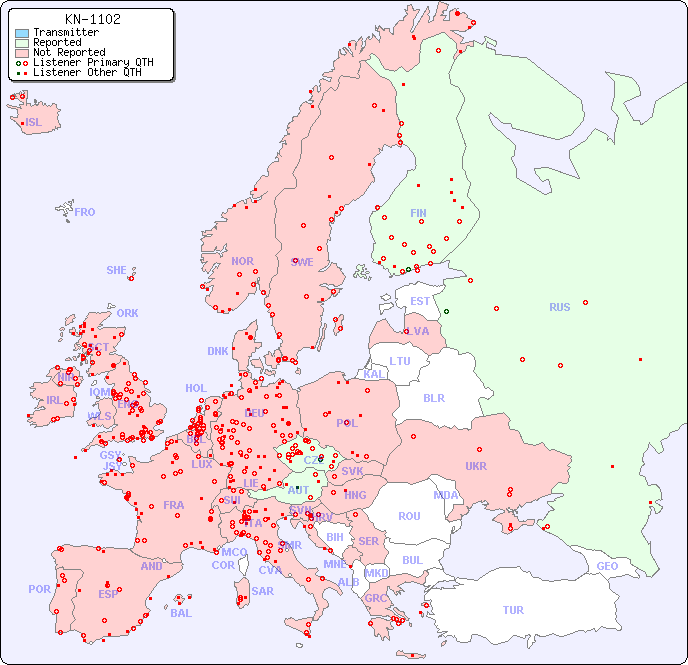 European Reception Map for KN-1102