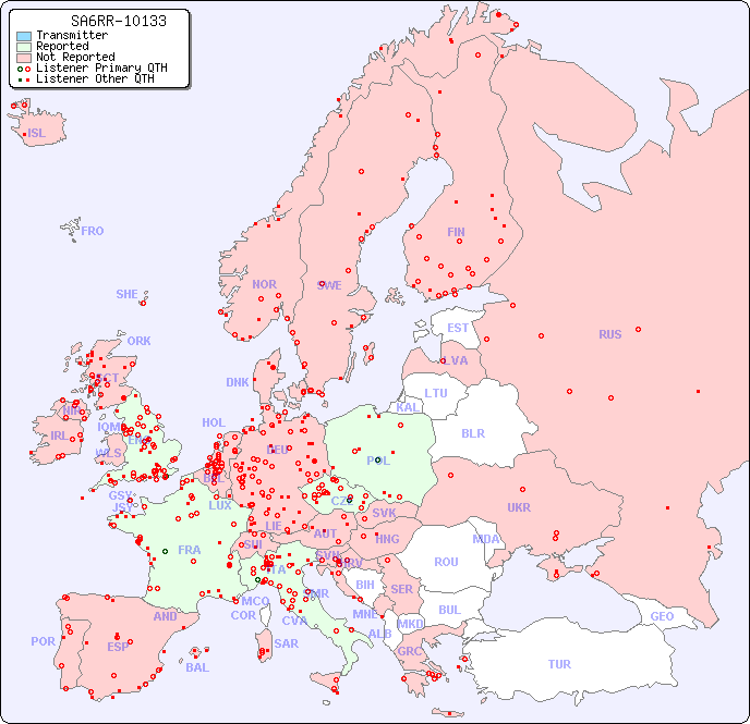 European Reception Map for SA6RR-10133