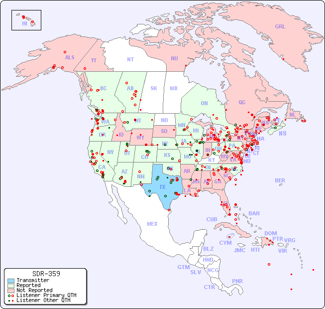 North American Reception Map for SDR-359