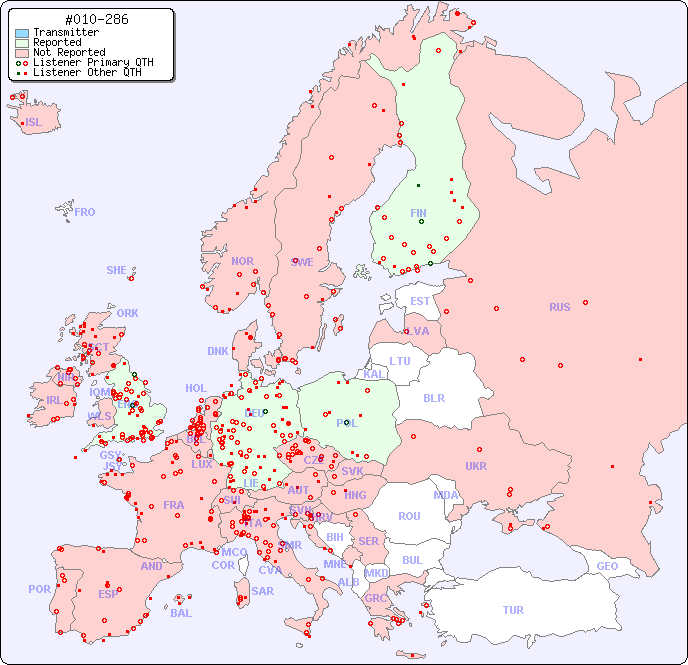 European Reception Map for #010-286