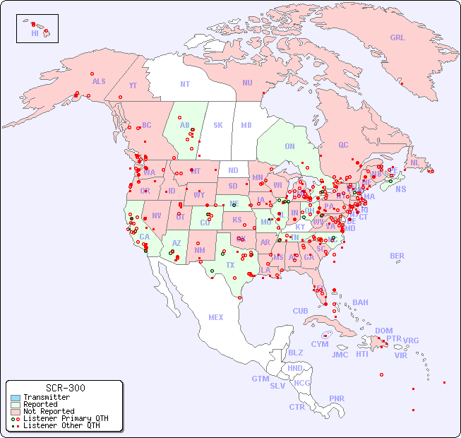 North American Reception Map for SCR-300