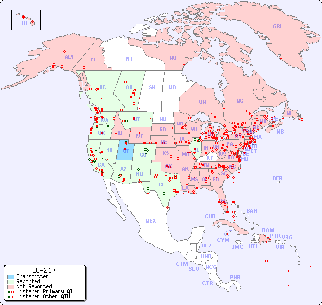 North American Reception Map for EC-217