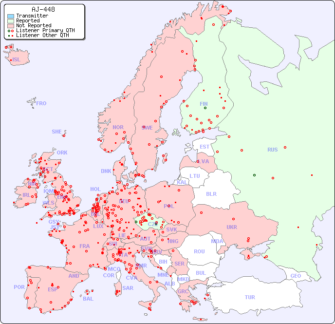 European Reception Map for AJ-448