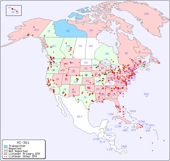 North American Reception Map for HI-361