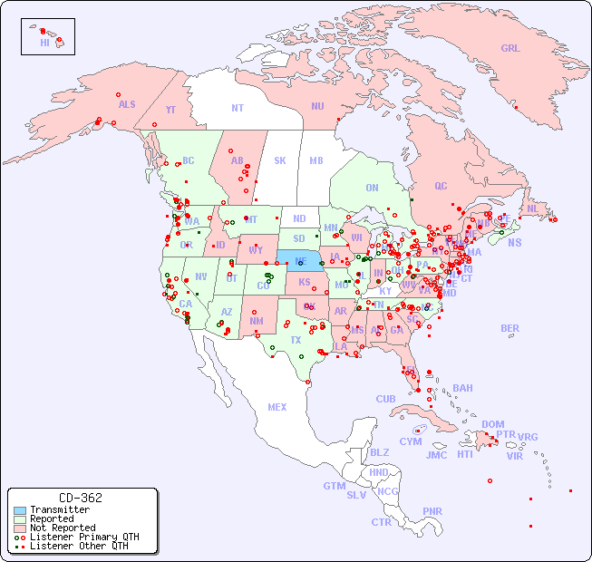 North American Reception Map for CD-362