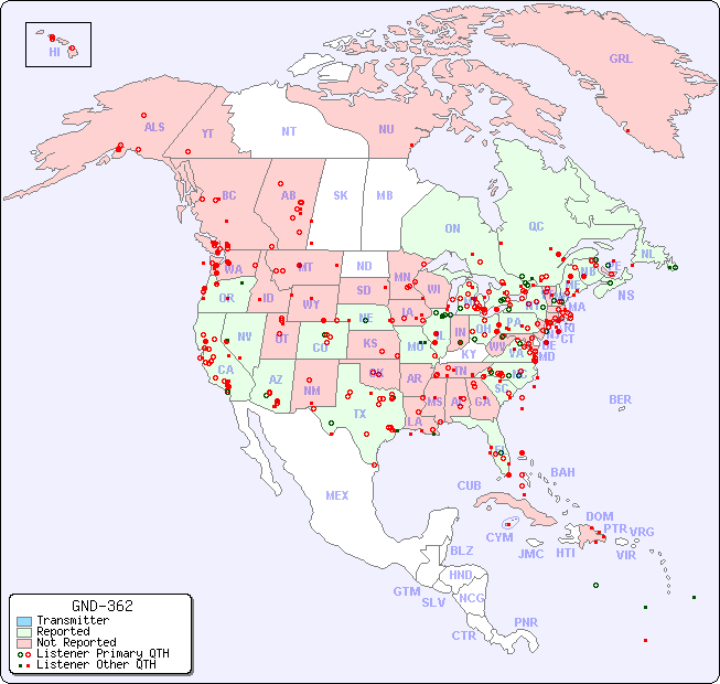 North American Reception Map for GND-362