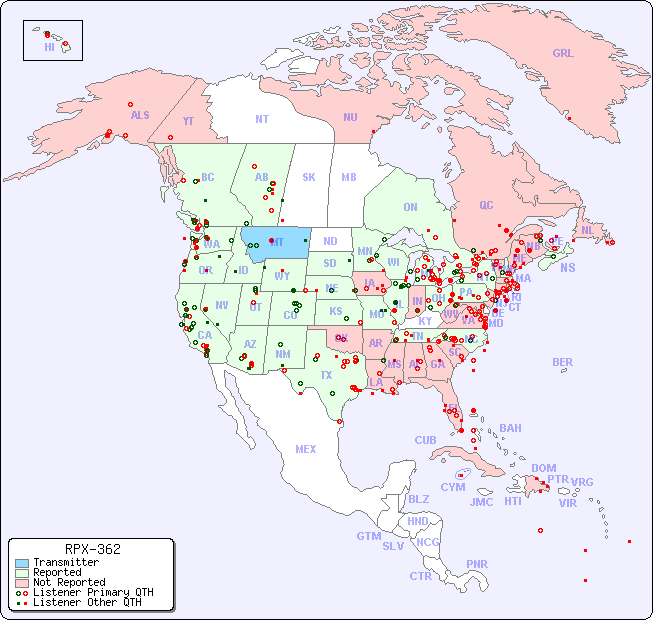 North American Reception Map for RPX-362