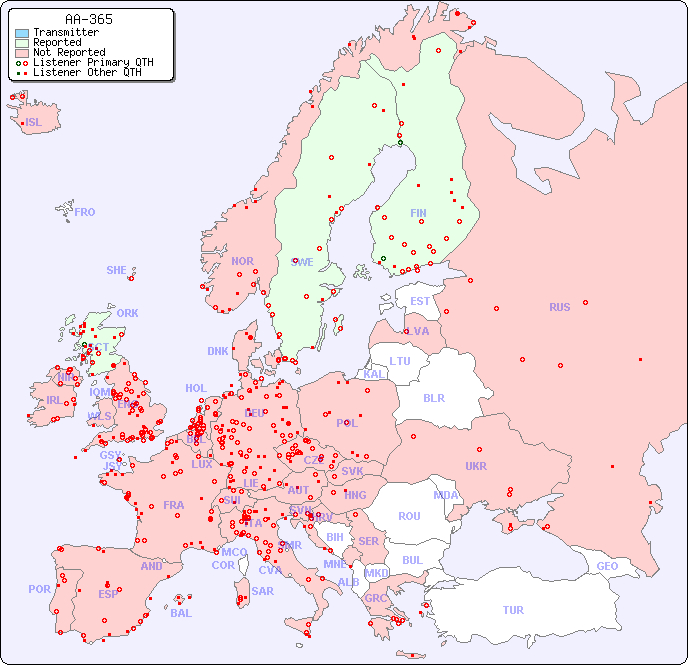 European Reception Map for AA-365