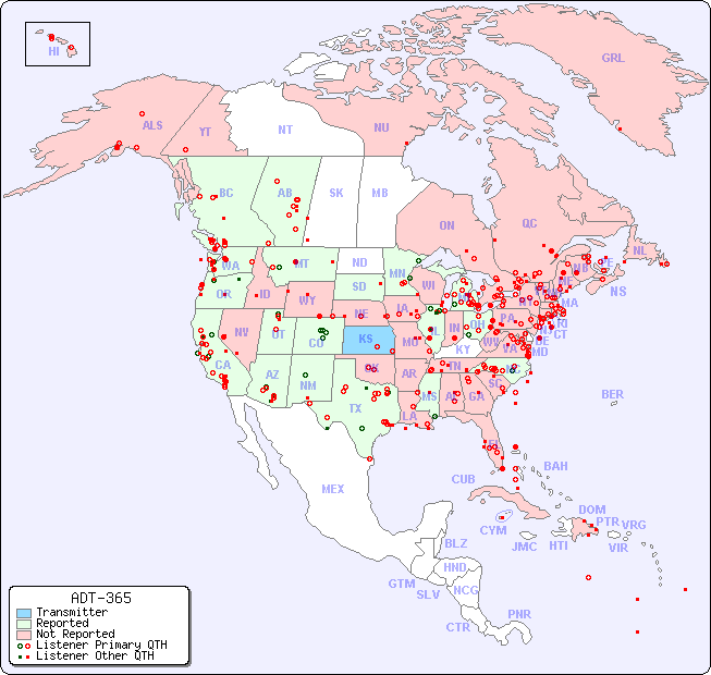 North American Reception Map for ADT-365