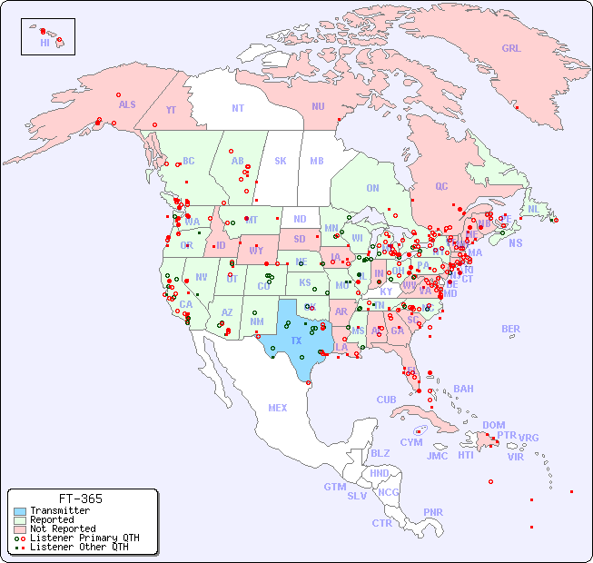 North American Reception Map for FT-365