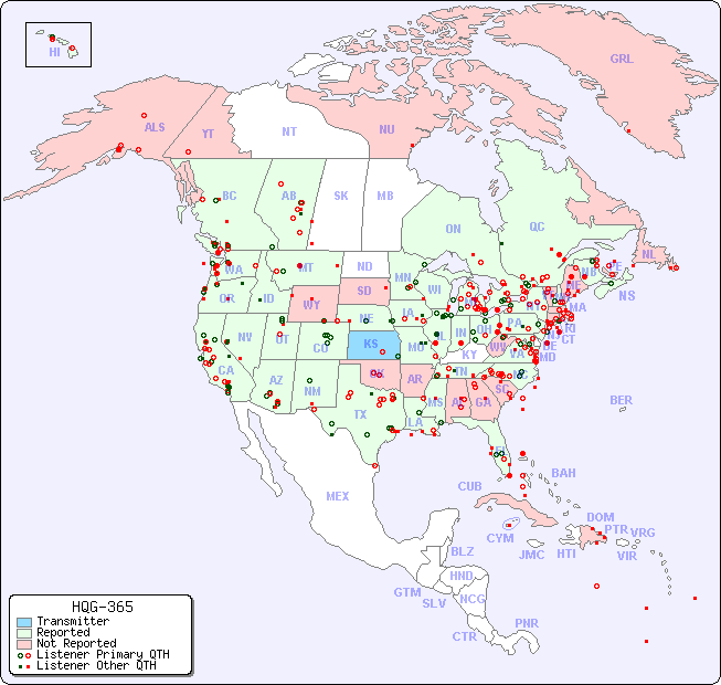 North American Reception Map for HQG-365