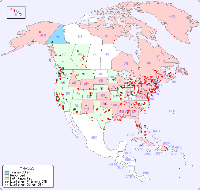 North American Reception Map for MA-365