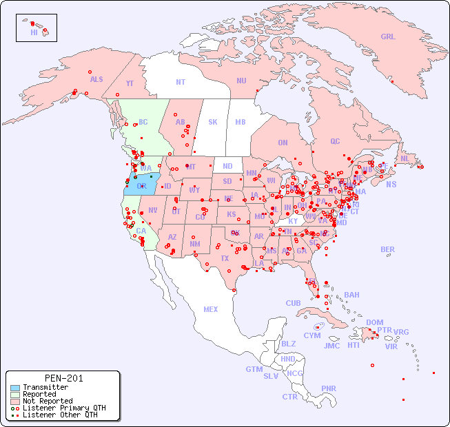 North American Reception Map for PEN-201
