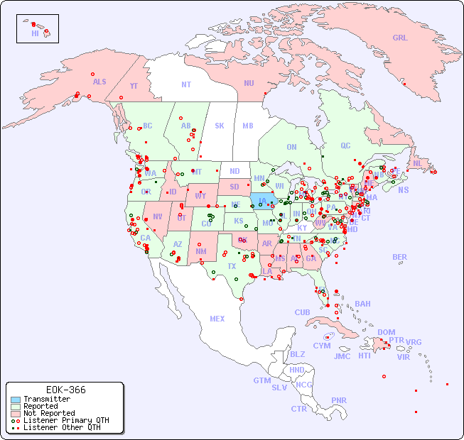 North American Reception Map for EOK-366