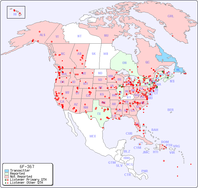North American Reception Map for 6F-367
