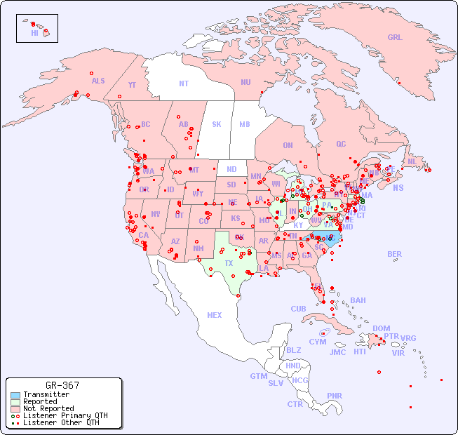 North American Reception Map for GR-367