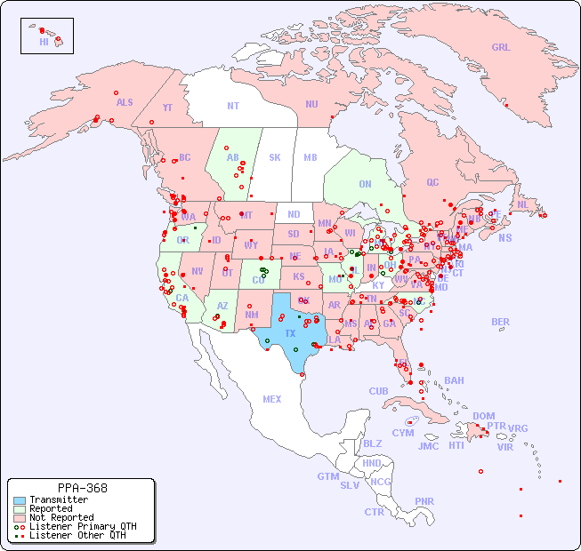 North American Reception Map for PPA-368