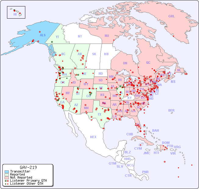 North American Reception Map for GAV-219