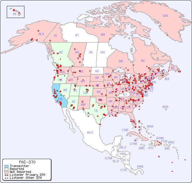 North American Reception Map for PAI-370