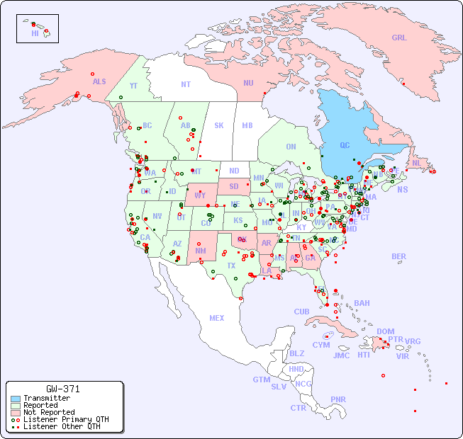 North American Reception Map for GW-371