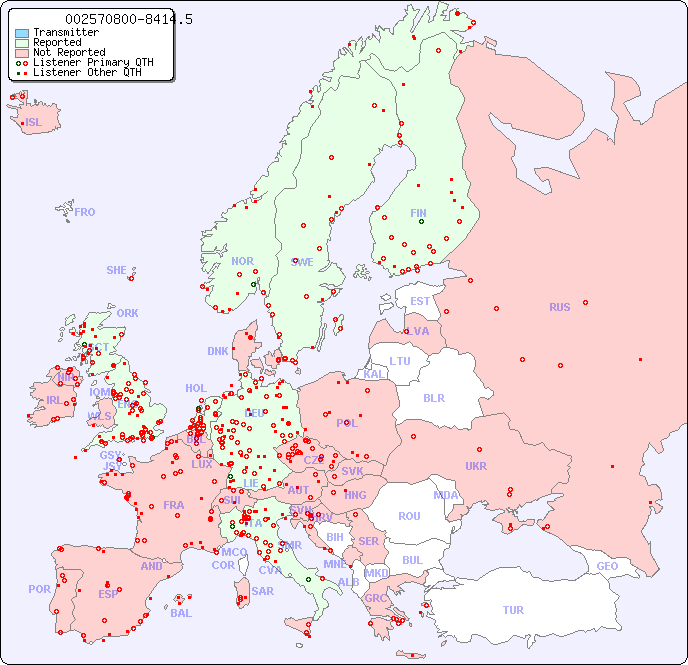European Reception Map for 002570800-8414.5