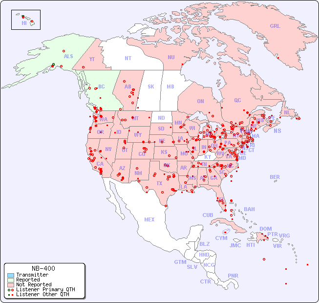 North American Reception Map for NB-400