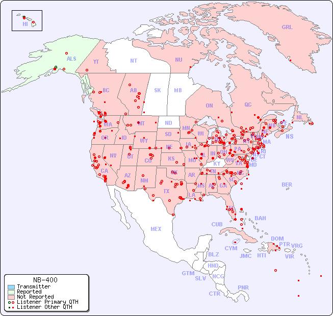 North American Reception Map for NB-400
