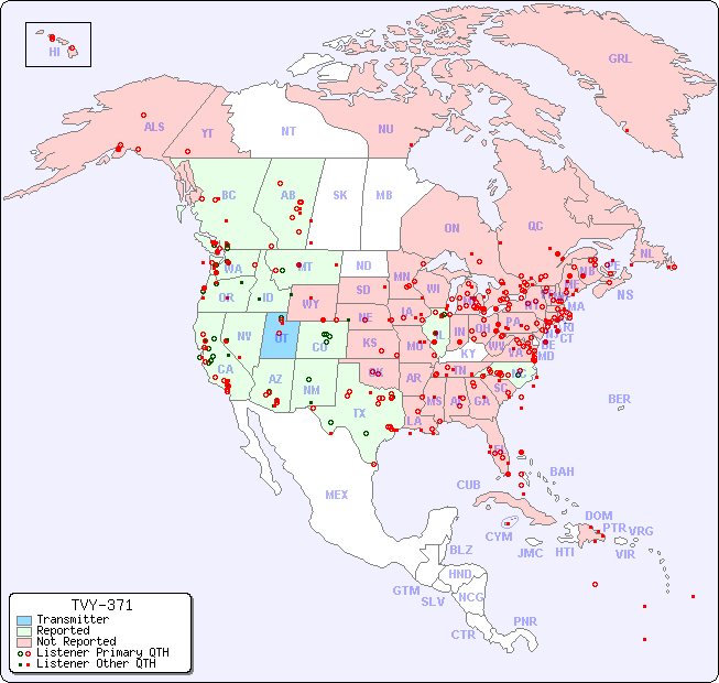 North American Reception Map for TVY-371