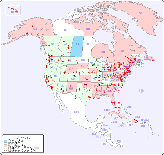 North American Reception Map for ZPA-372