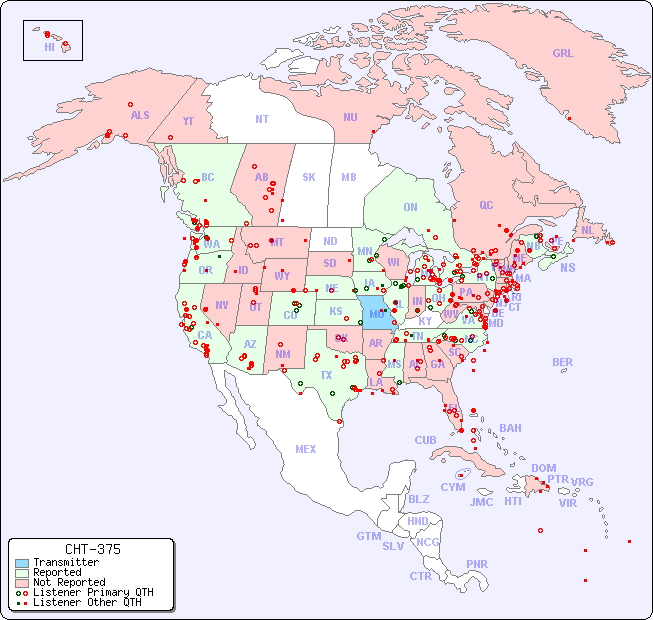 North American Reception Map for CHT-375