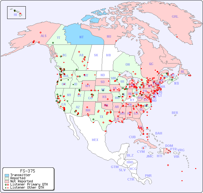 North American Reception Map for FS-375