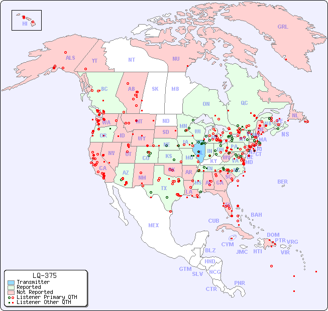 North American Reception Map for LQ-375
