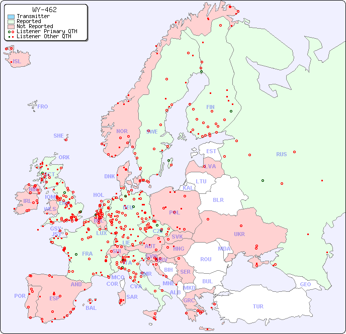 European Reception Map for WY-462