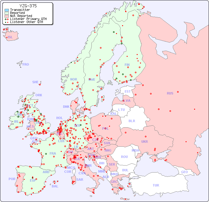 European Reception Map for YZG-375