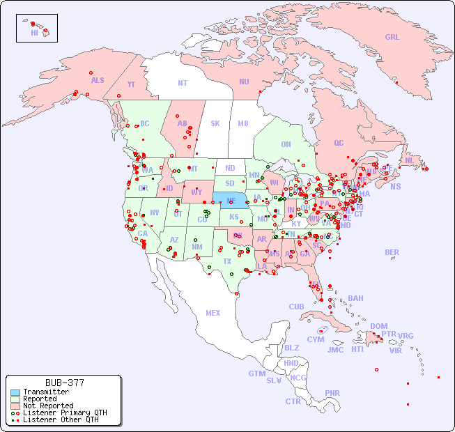 North American Reception Map for BUB-377