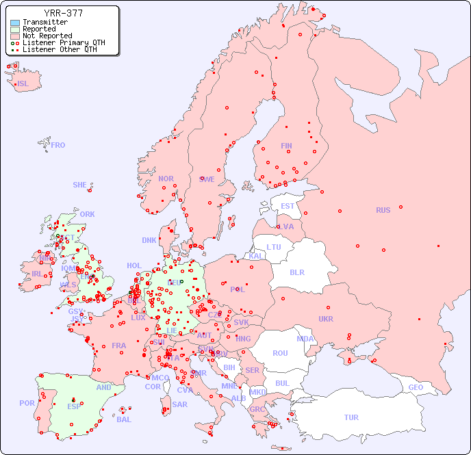 European Reception Map for YRR-377