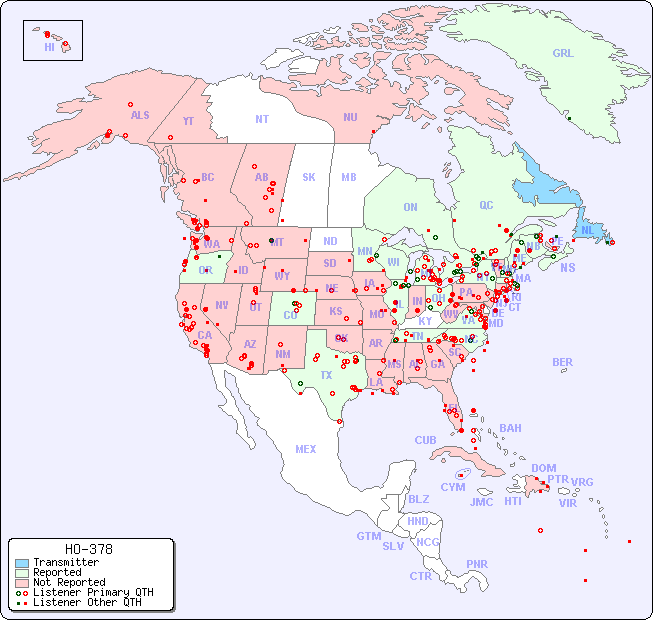 North American Reception Map for HO-378