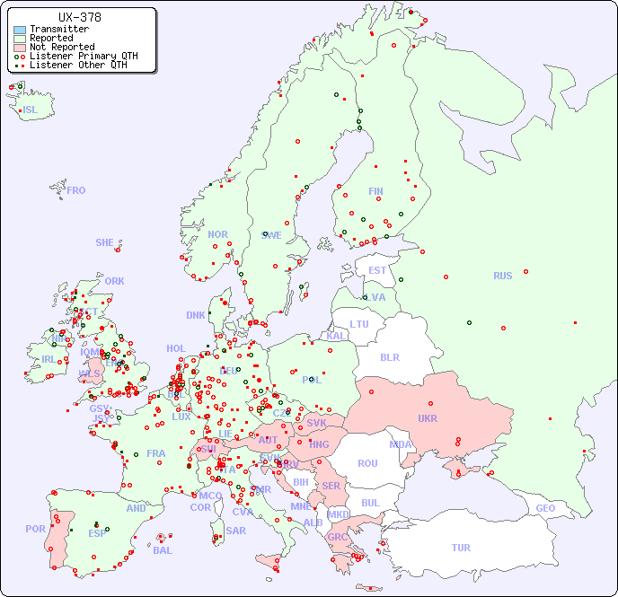 European Reception Map for UX-378