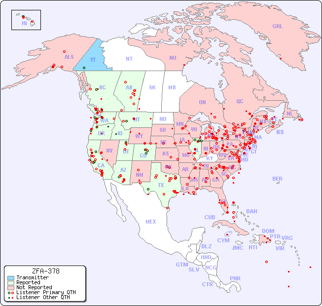 North American Reception Map for ZFA-378