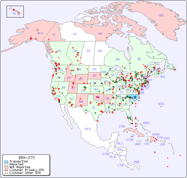 North American Reception Map for BRA-379