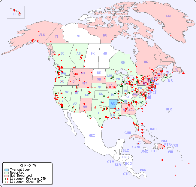North American Reception Map for RUE-379