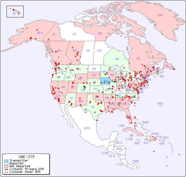 North American Reception Map for UNE-379