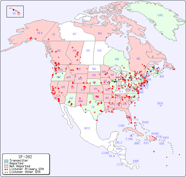 North American Reception Map for SF-382
