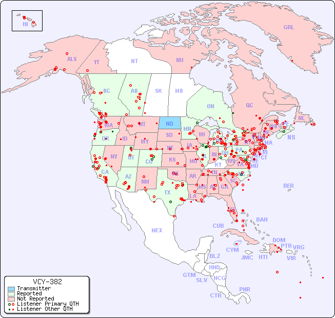 North American Reception Map for VCY-382