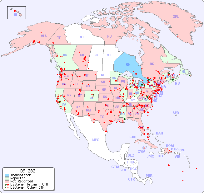North American Reception Map for D9-383