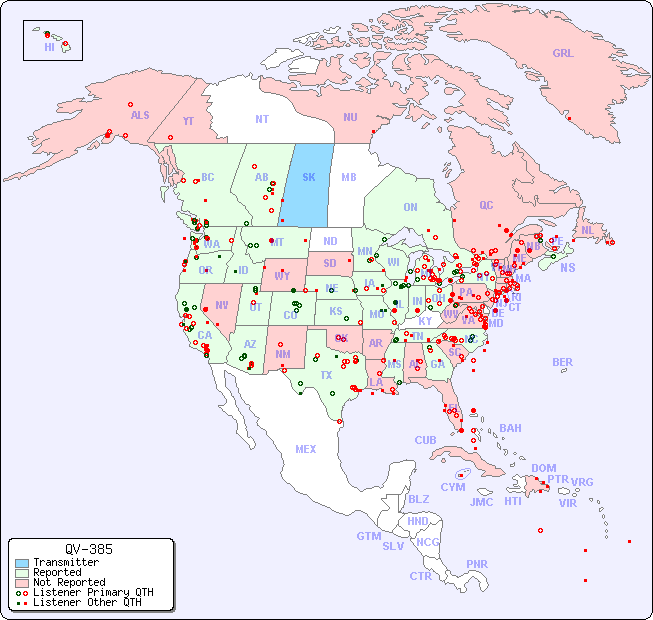 North American Reception Map for QV-385