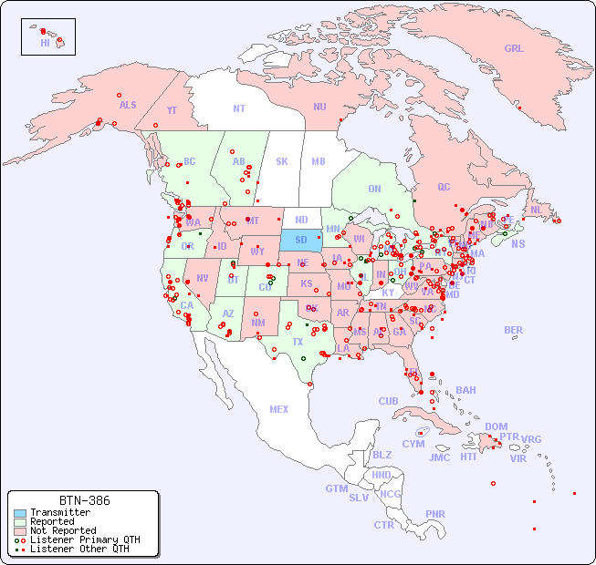 North American Reception Map for BTN-386