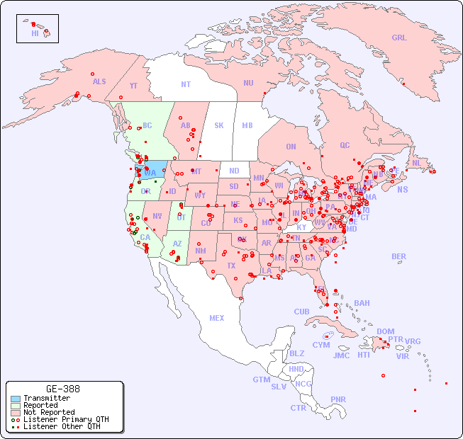 North American Reception Map for GE-388
